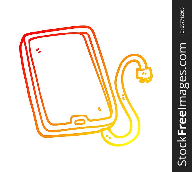 warm gradient line drawing of a cartoon computer tablet