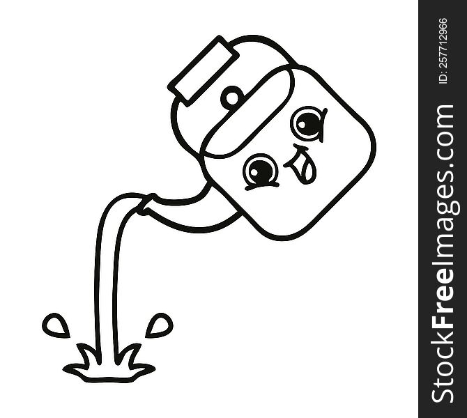 line drawing cartoon of a pouring kettle