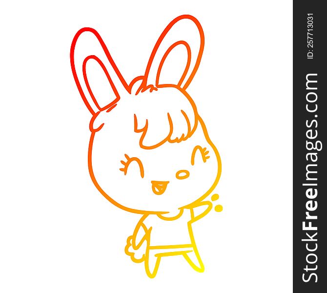 Warm Gradient Line Drawing Cute Rabbit