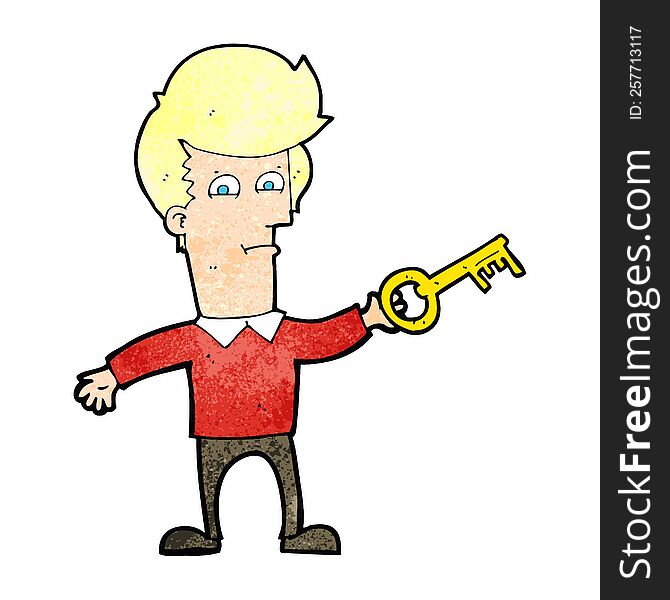 Cartoon Man With Key