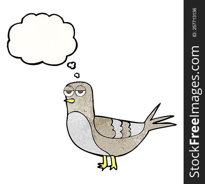 Thought Bubble Textured Cartoon Pigeon