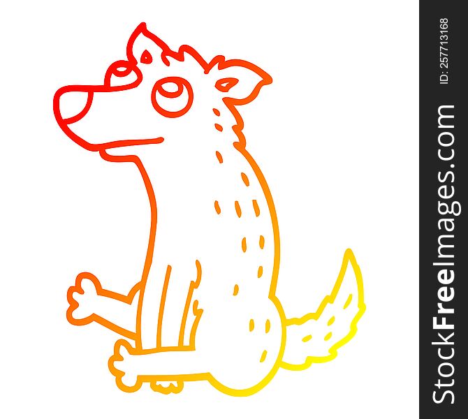 warm gradient line drawing of a cartoon dog sitting