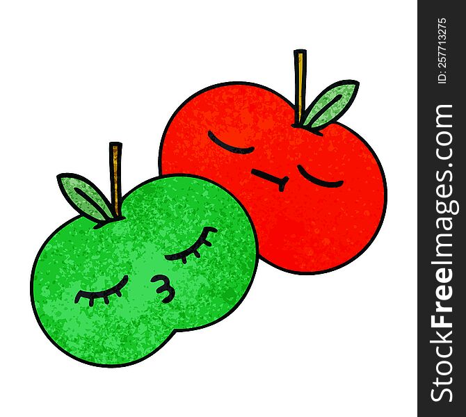 Retro Grunge Texture Cartoon Apples