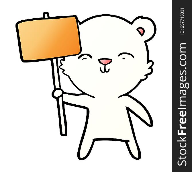 polar bear with protest sign cartoon. polar bear with protest sign cartoon