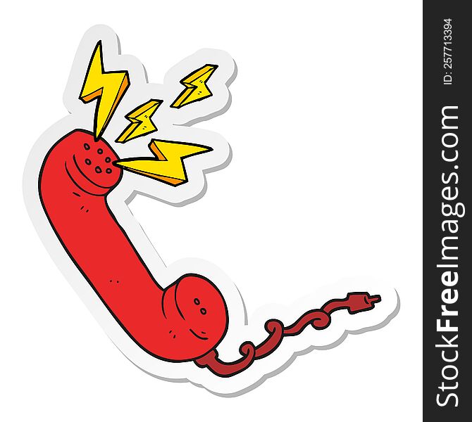 sticker of a cartoon telephone receiver