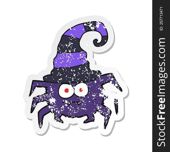 retro distressed sticker of a cartoon halloween spider