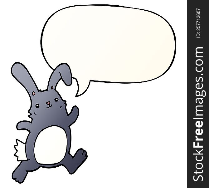 Cartoon Rabbit Running And Speech Bubble In Smooth Gradient Style