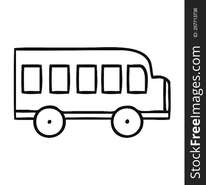 line drawing cartoon of a school bus
