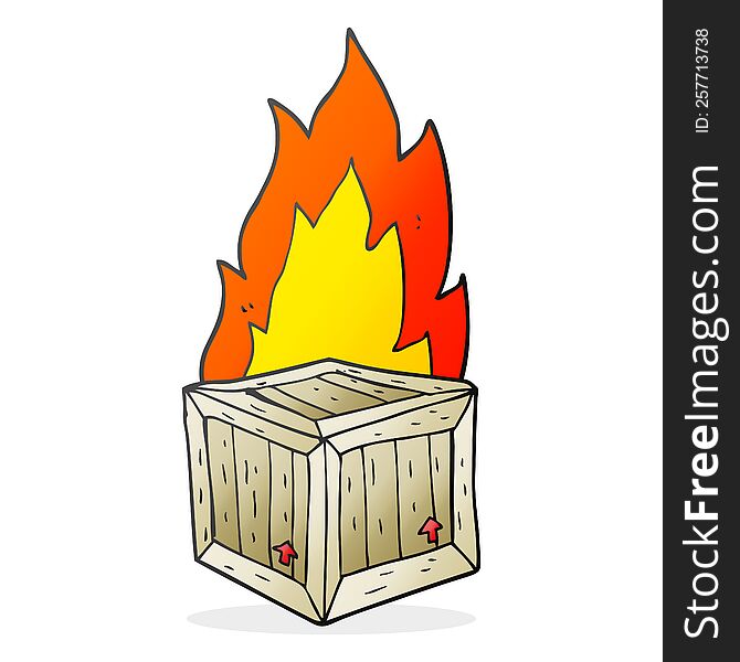 freehand drawn cartoon burning crate