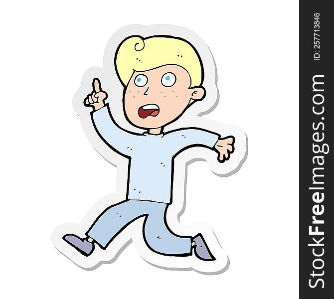 Sticker Of A Cartoon Boy Panicking