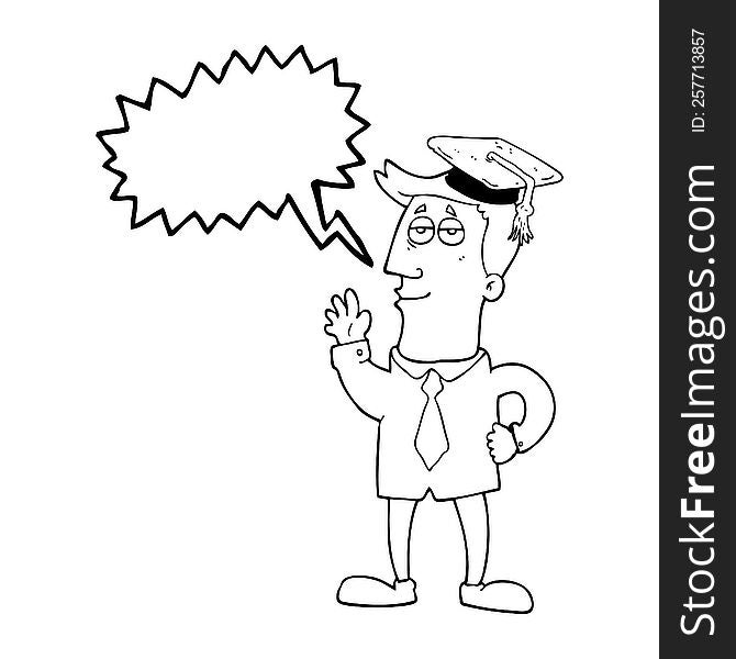 freehand drawn speech bubble cartoon graduate