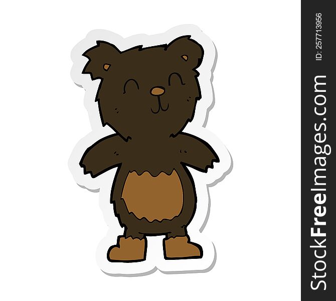 Sticker Of A Cartoon Teddy Black Bear