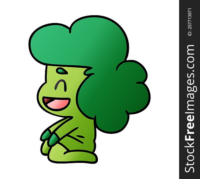 gradient cartoon illustration of a kawaii alien girl. gradient cartoon illustration of a kawaii alien girl