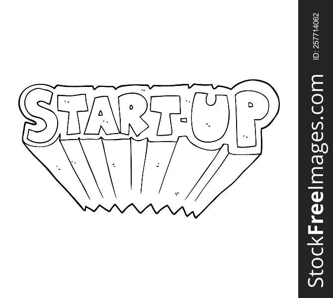 freehand drawn black and white cartoon startup symbol