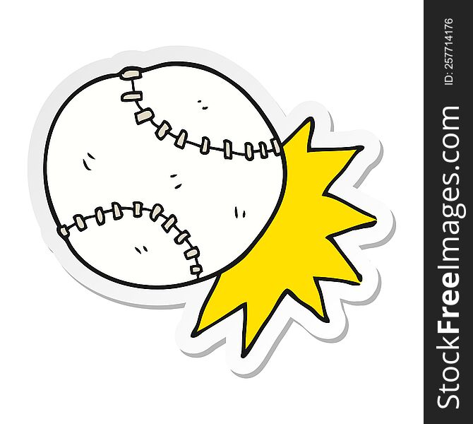 sticker of a cartoon baseball ball