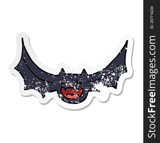 Distressed Sticker Of A Cartoon Bat