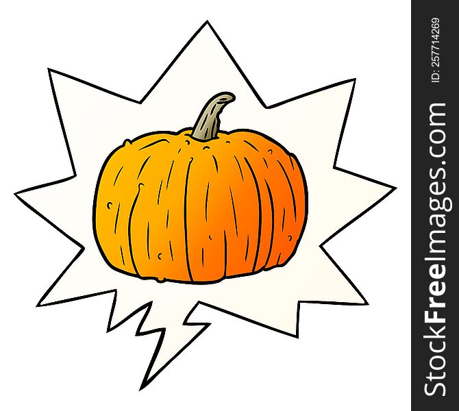 Cartoon Halloween Pumpkin And Speech Bubble In Smooth Gradient Style