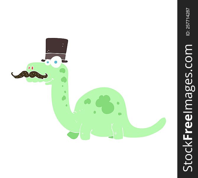 Flat Color Illustration Of A Cartoon Posh Dinosaur