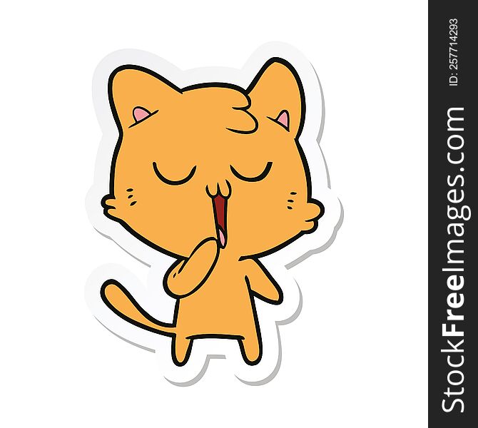 sticker of a cartoon cat yawning