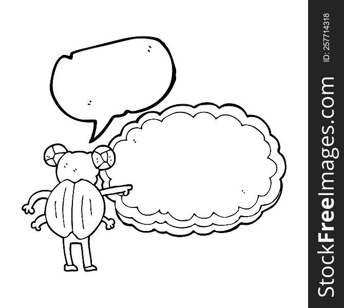 Speech Bubble Cartoon Pointing Insect