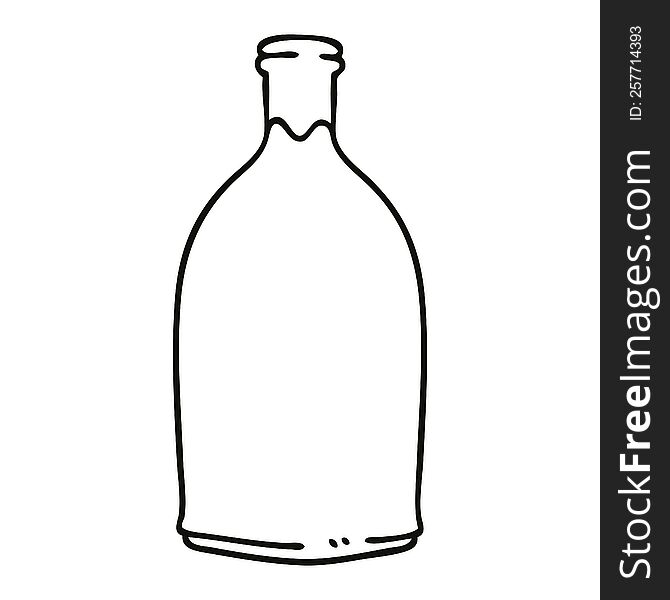 Quirky Line Drawing Cartoon Milk Bottle