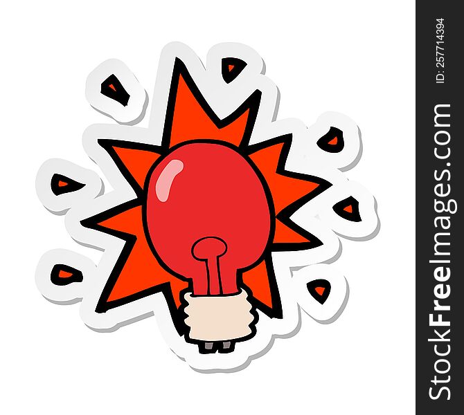 sticker of a cartoon red light bulb