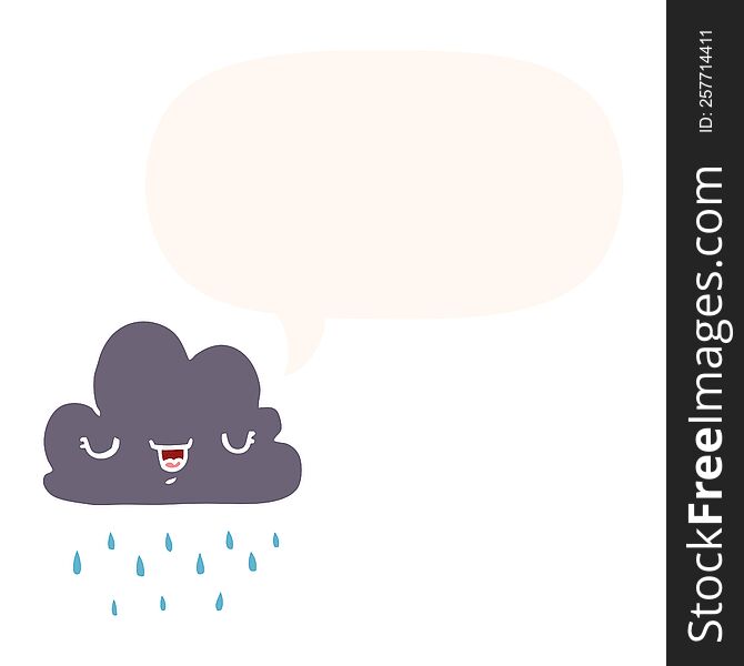 Cartoon Storm Cloud And Speech Bubble In Retro Style