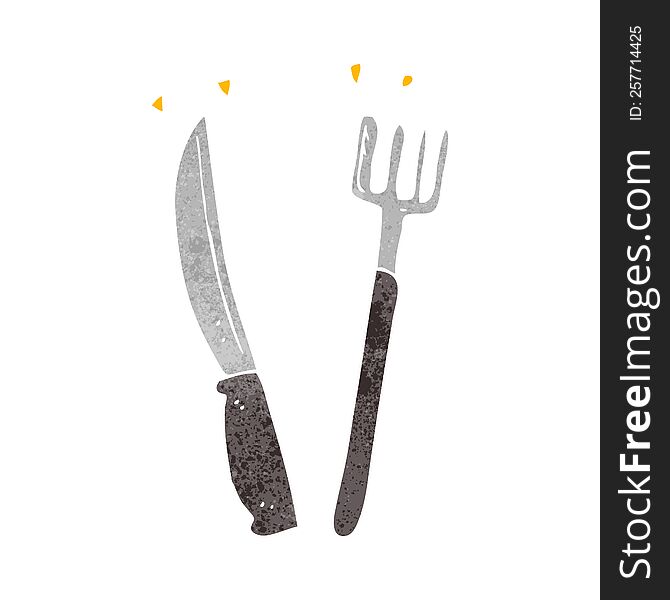 retro cartoon knife and fork