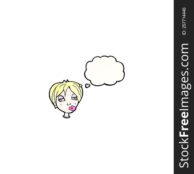Cartoon Blond Woman With Thought Bubble