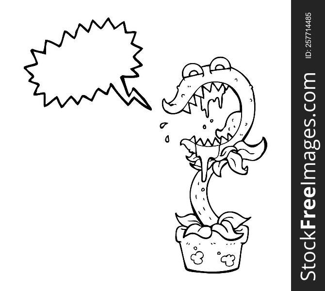 freehand drawn speech bubble cartoon carnivorous plant
