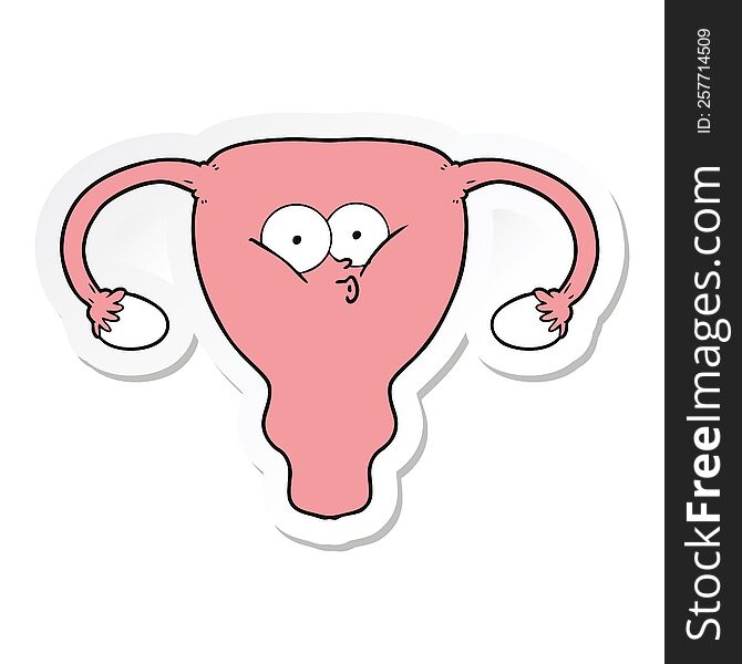 Sticker Of A Cartoon Uterus