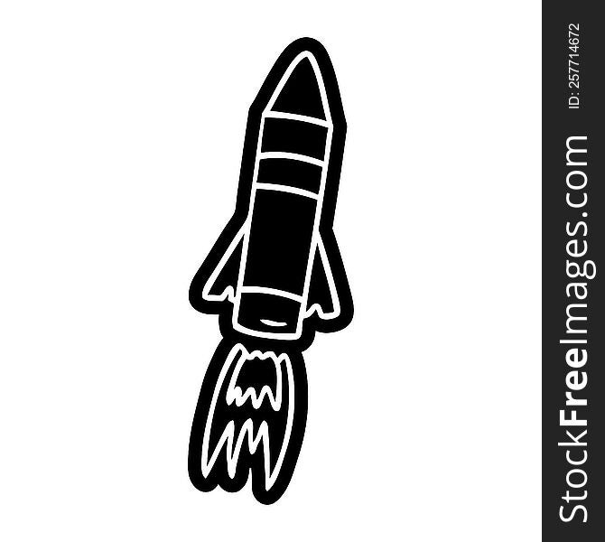 Cartoon Icon Drawing Of A Space Rocket