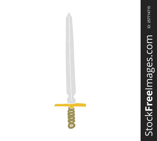 Flat Color Illustration Of A Cartoon Sword