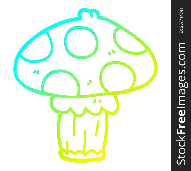 cold gradient line drawing cartoon toadstool