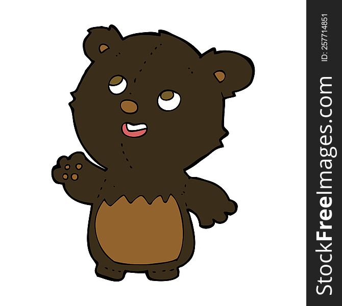 Cartoon Happy Little Teddy Black Bear