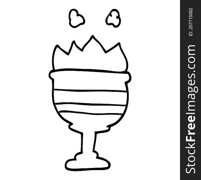 line drawing cartoon flaming goblet