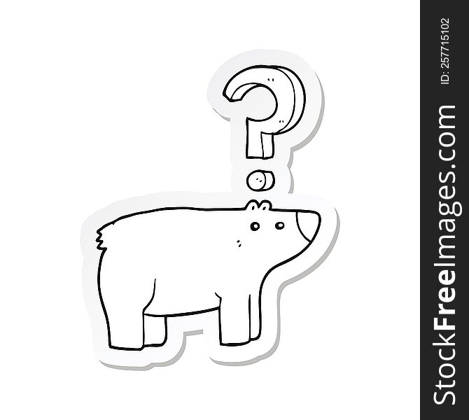 Sticker Of A Cartoon Confused Bear