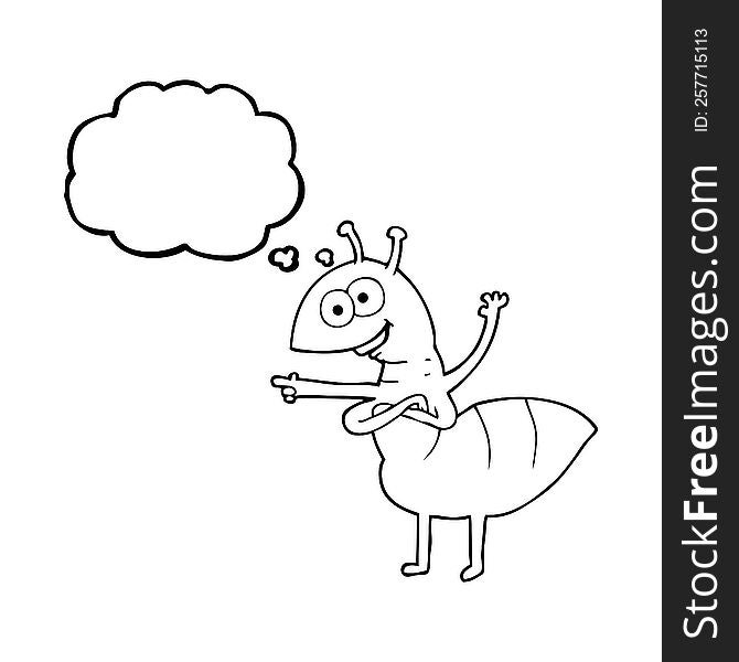 freehand drawn thought bubble cartoon ant