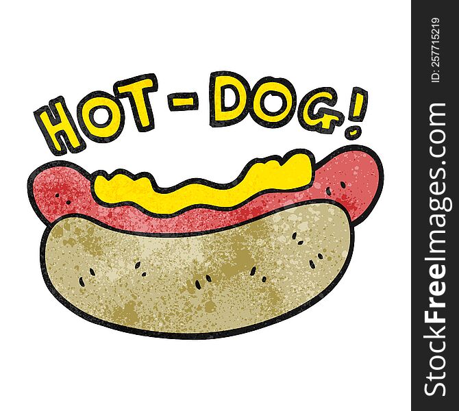 freehand textured cartoon hotdog