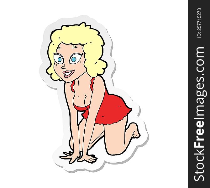 sticker of a cartoon funny sexy woman