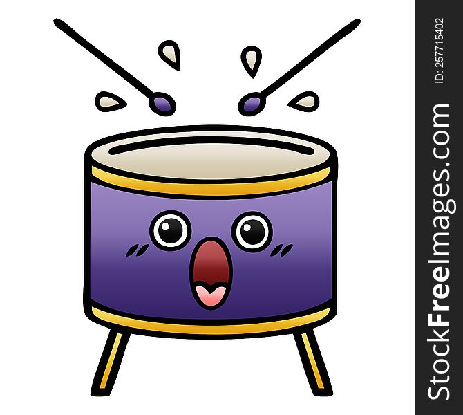 gradient shaded cartoon of a drum. gradient shaded cartoon of a drum