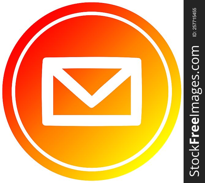 envelope letter circular icon with warm gradient finish. envelope letter circular icon with warm gradient finish