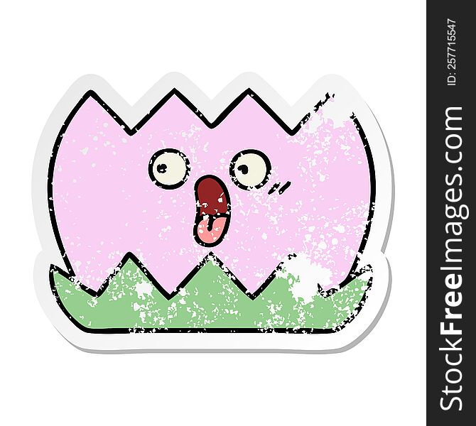 distressed sticker of a cute cartoon water lilly