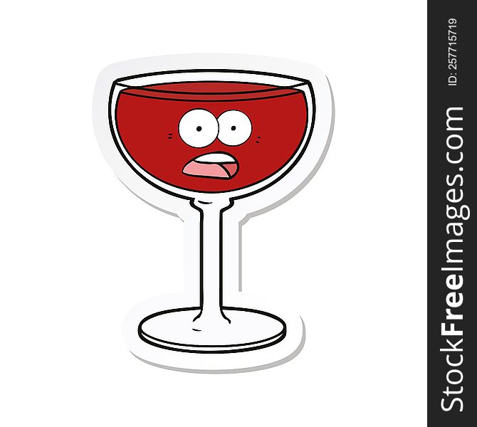 sticker of a cartoon glass of wine