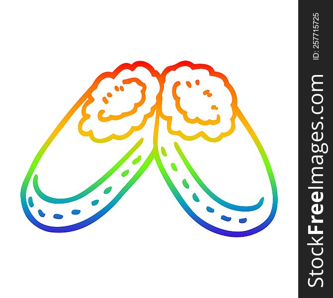 rainbow gradient line drawing cartoon purple slippers
