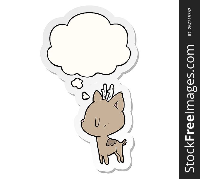 cartoon deer with thought bubble as a printed sticker