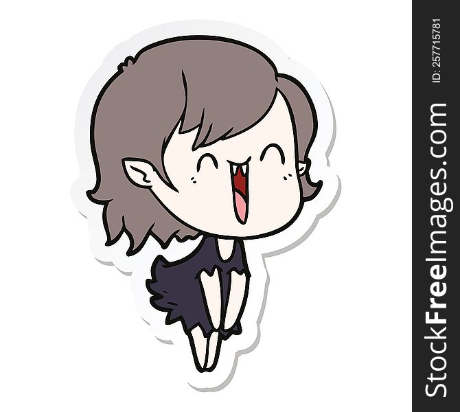 sticker of a cute cartoon happy vampire girl