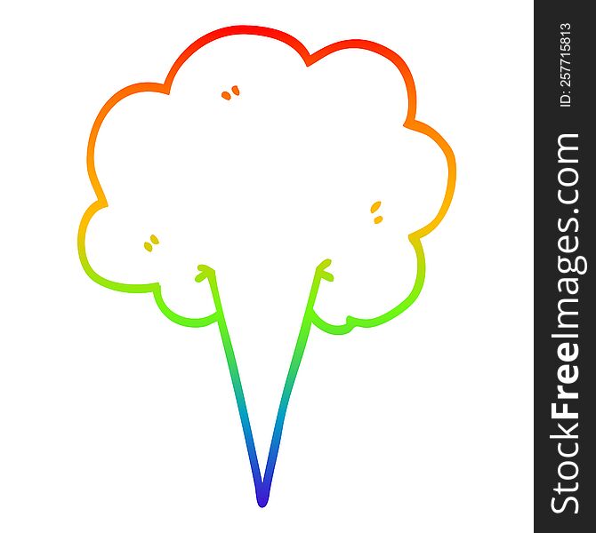 rainbow gradient line drawing of a cartoon gust of air