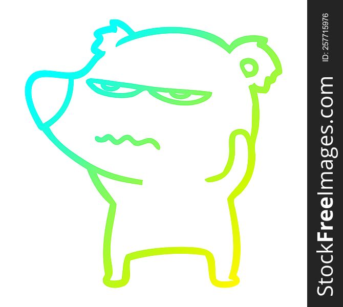 cold gradient line drawing of a angry bear polar cartoon