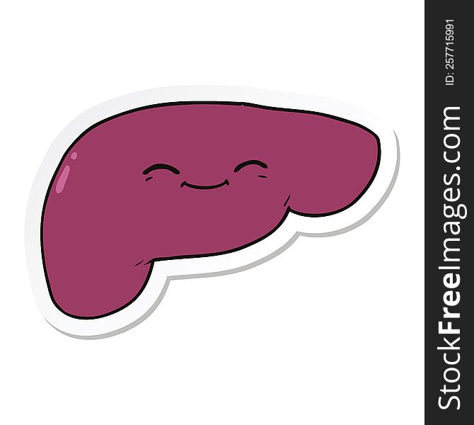 Sticker Of A Cartoon Liver